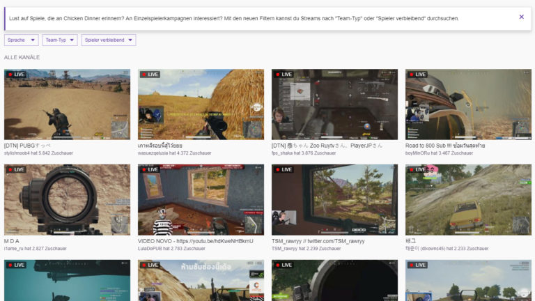 Twitch PUBG-Filter