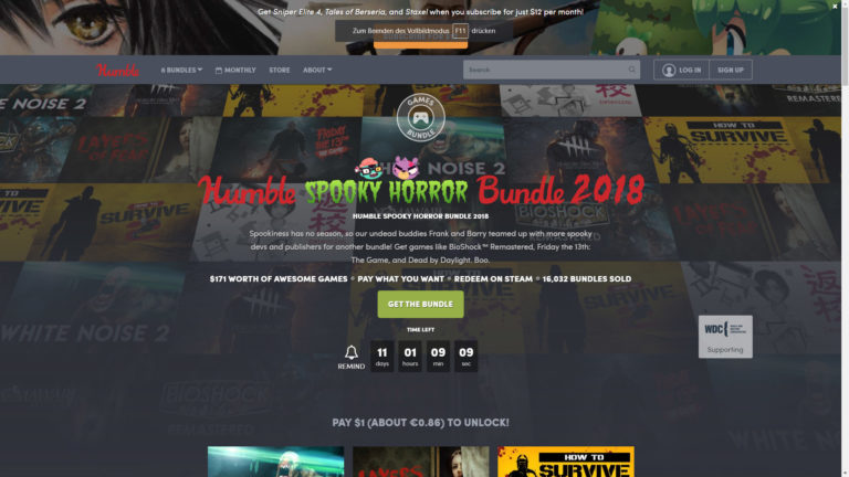 Humble Spooky Horror Bundle 2018 mit Dead by Daylight und How to Survive 2