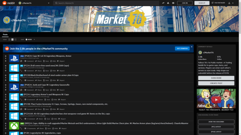 Fallout 76 Reddit Handelsplattform