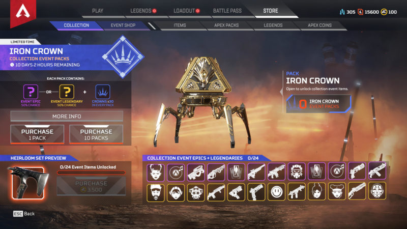 Apex Legends Iron Crown Event Skins Änderungen