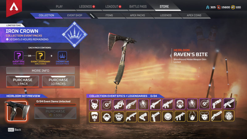 Apex Legends Iron Crown Event Skins Änderungen