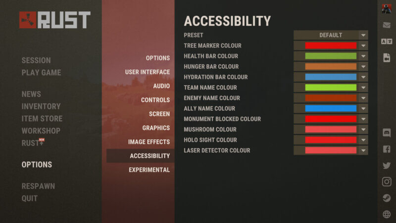 Rust - Time to Kill Update - Barrierefreiheit Farben
